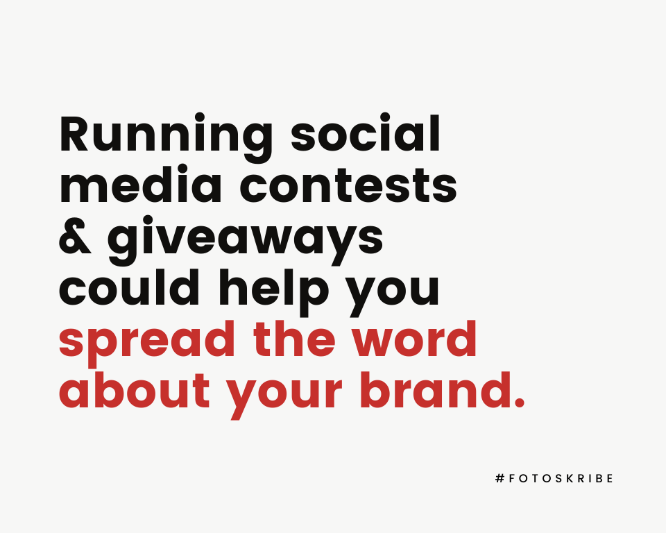 Infographic stating running social media contests and giveaways could help you spread the word about your brand