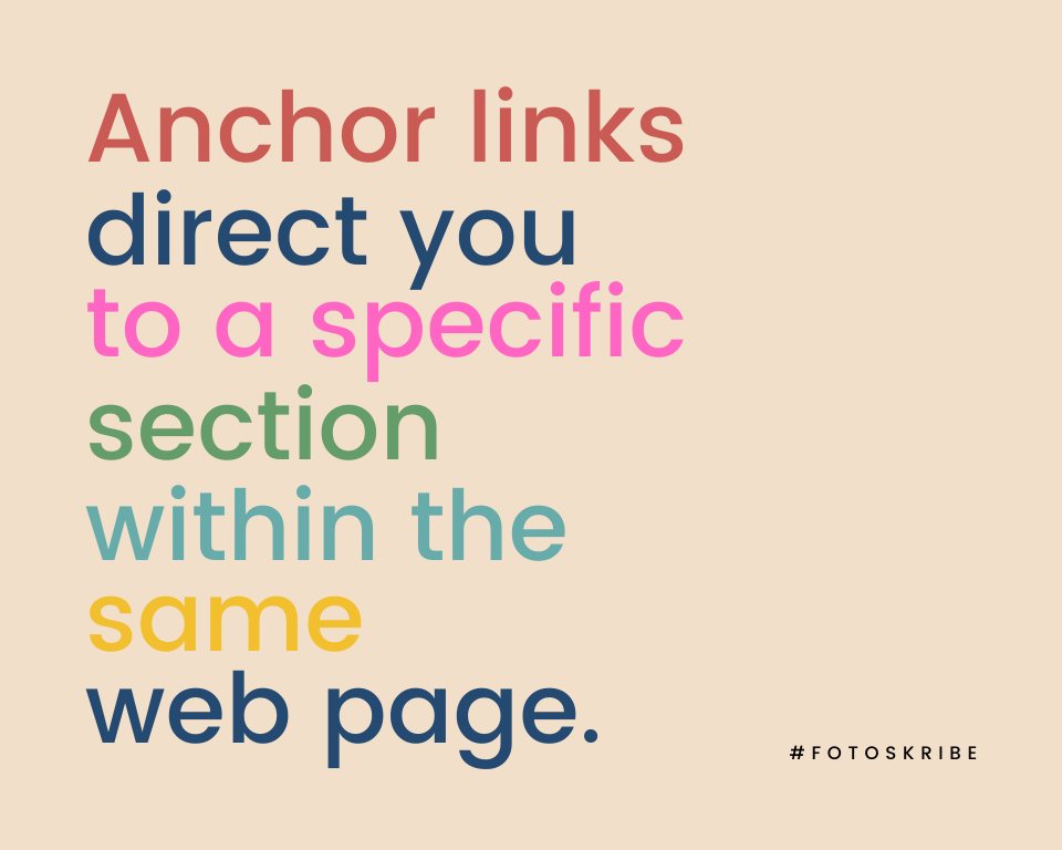 Infographic stating anchor links direct you to a specific section within the same web page