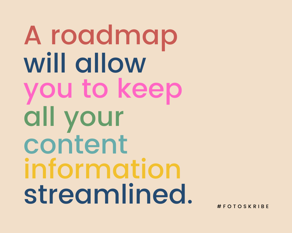 Infographic stating a roadmap will allow you to keep all your content information streamlined