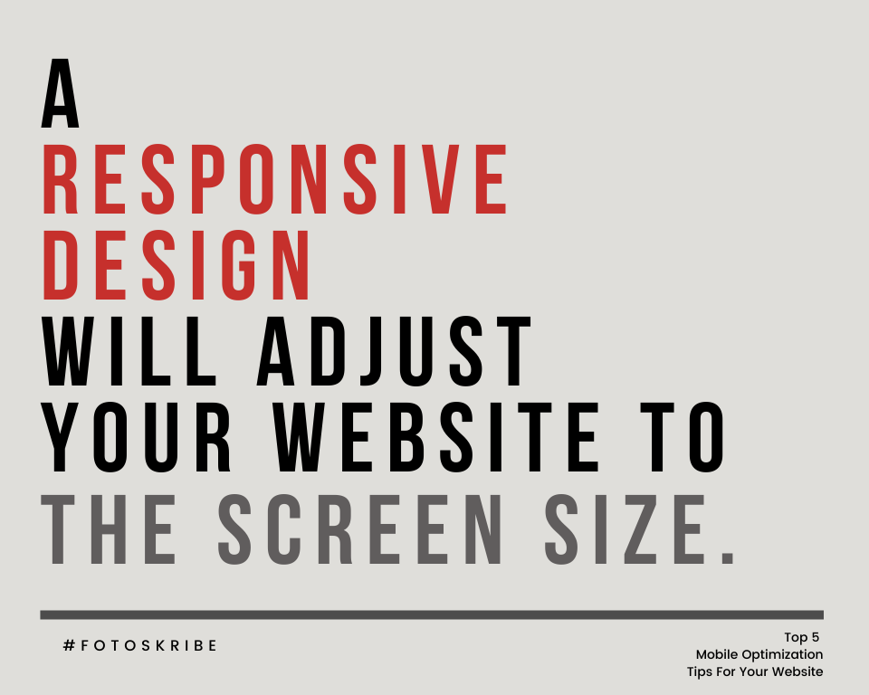 Infographic stating a responsive design will adjust your website to the screen size
