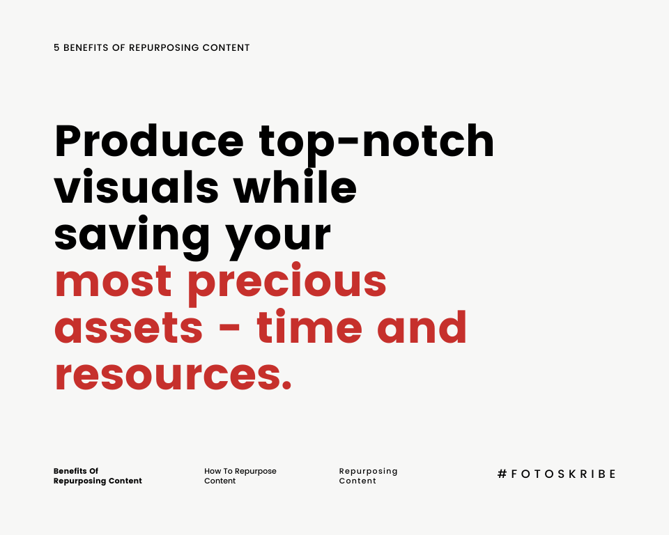 infographic stating produce top-notch visuals while saving your most precious assets - time and resources