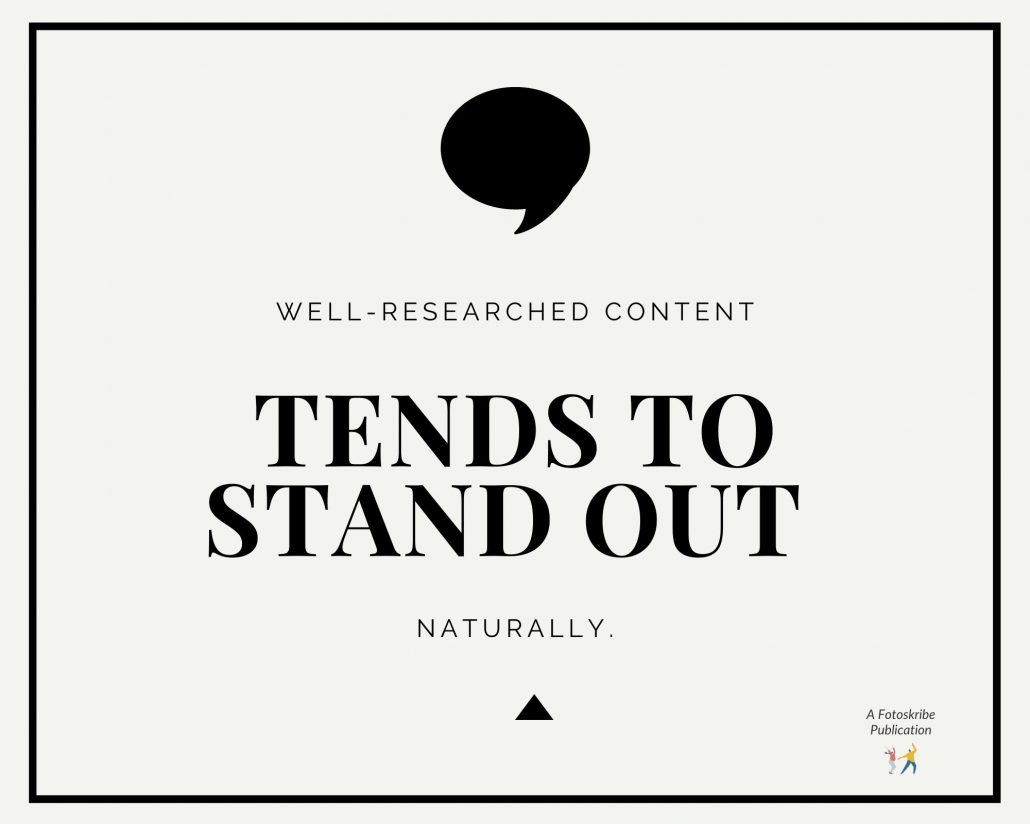 Infographic stating well-researched content tends to stand out naturally.