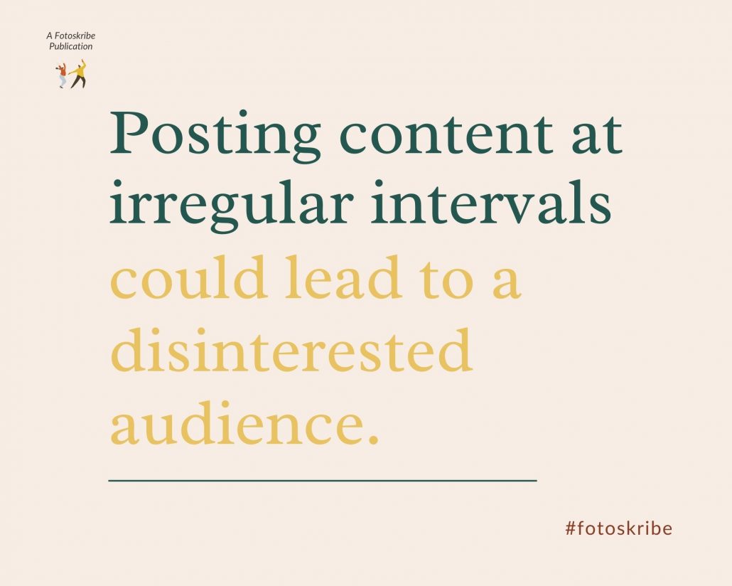 Infographic stating posting content at irregular intervals could lead to a disinterested audience