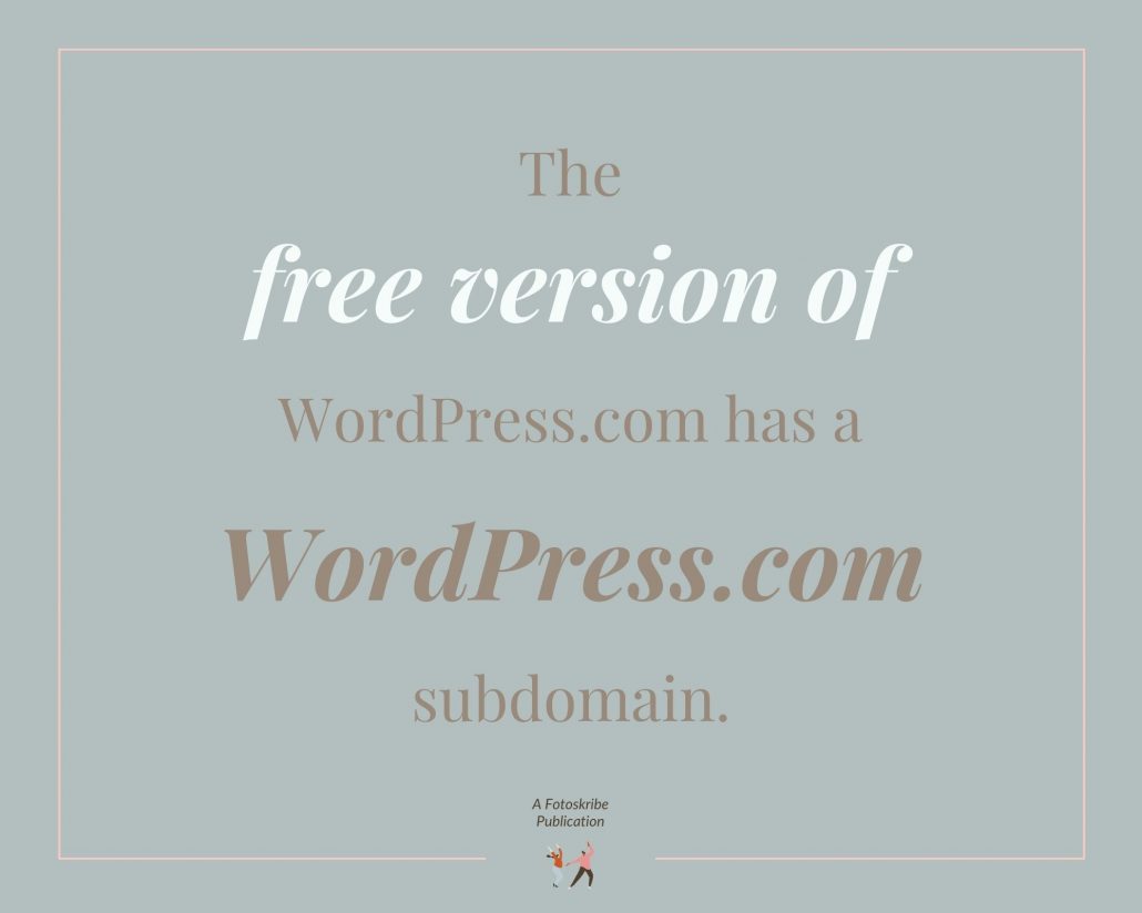 Infographic stating the free version of WordPress.com has a WordPress.com subdomain.