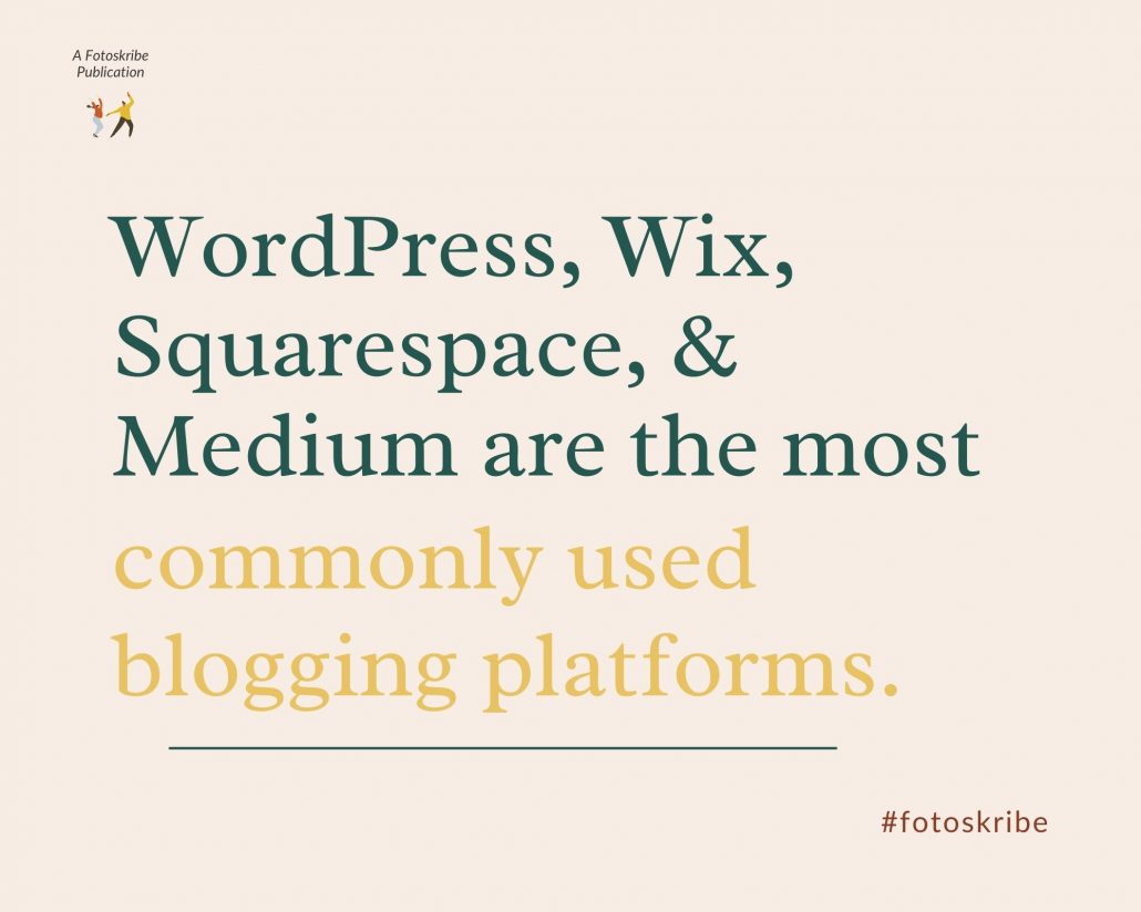 Infographic stating WordPress, Wix, Squarespace, and Medium are the most commonly used blogging platforms.