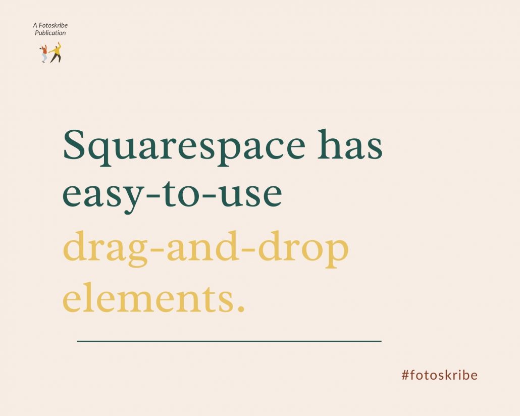 Infographic stating Squarespace has easy-to-use drag-and-drop elements.