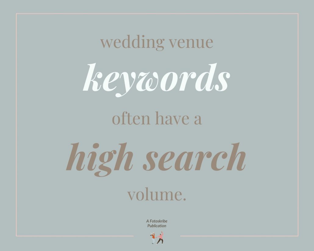 Infographic stating wedding venue keywords often have a high search volume