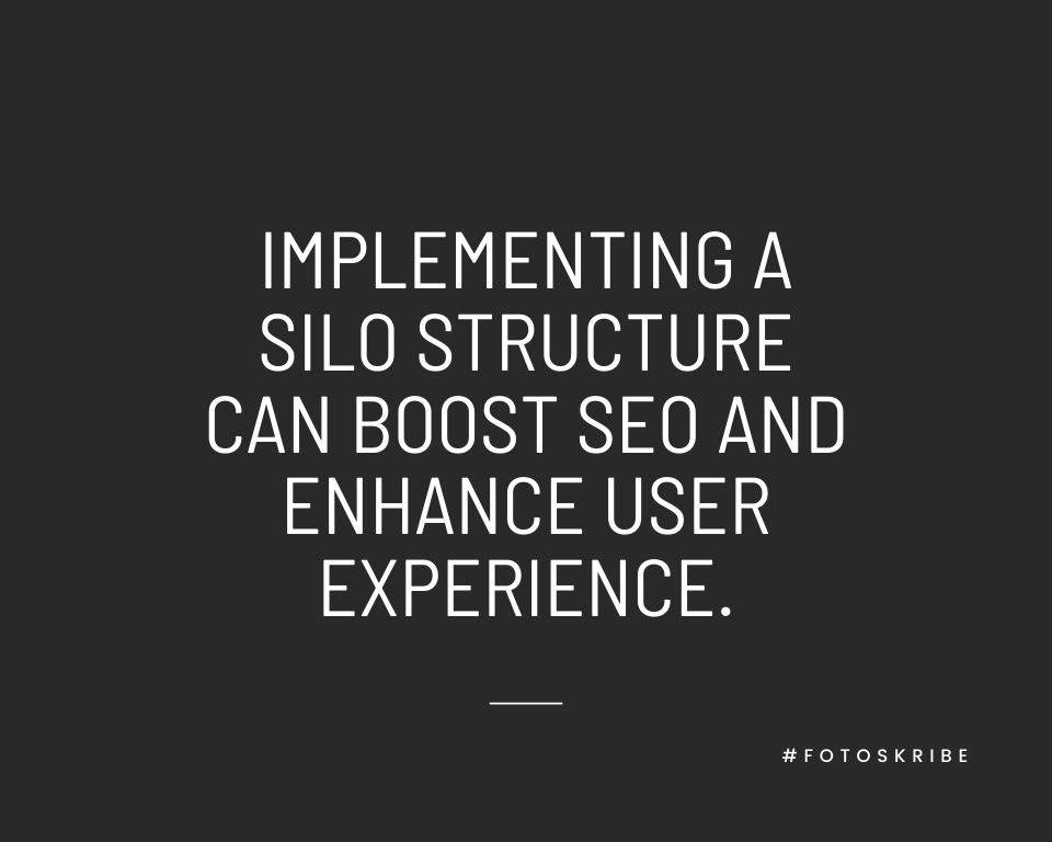 Infographic stating implementing a silo structure can boost SEO and enhance user experience