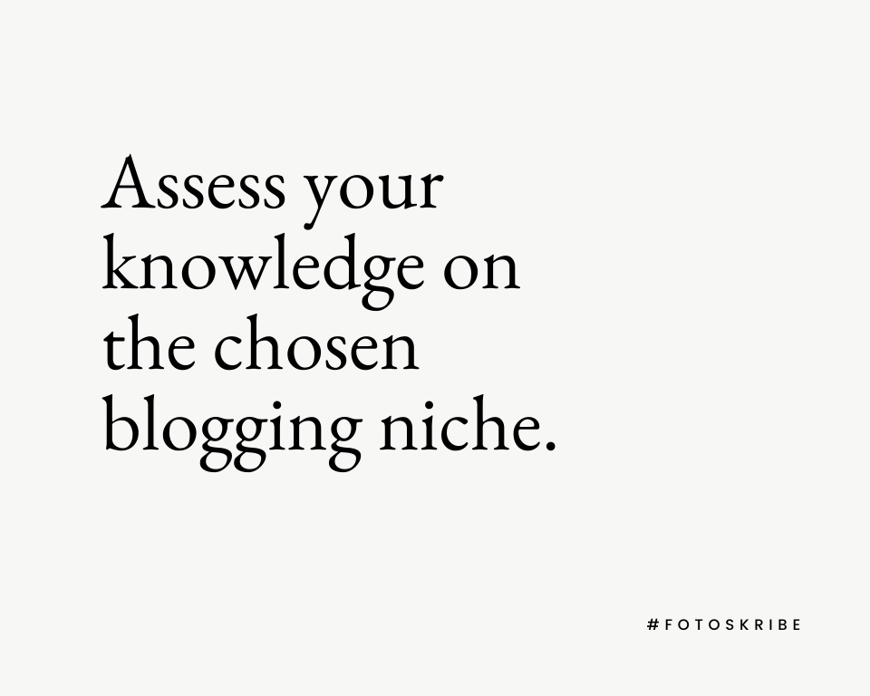 Infographic stating assess your knowledge on the chosen blogging niche