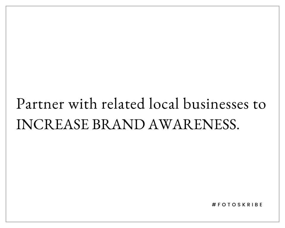 Infographic stating partner with related local businesses to increase brand awareness