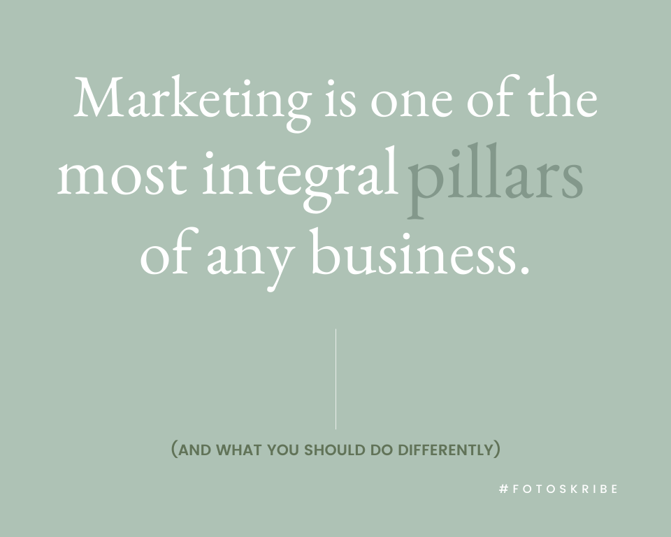 Infographic stating marketing is one of the most integral pillars of any business