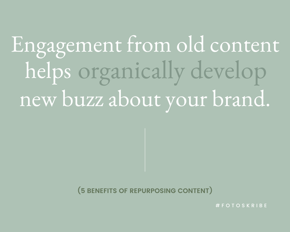 infographic stating engagement from old content helps organically develop new buzz about your brand