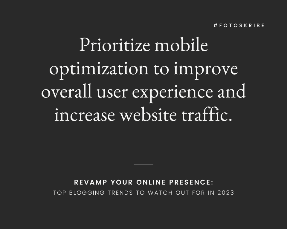 infographic stating prioritize mobile optimization to improve overall user experience and increase website traffic