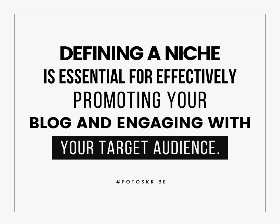 infographic stating defining a niche is essential for effectively promoting your blog and engaging with your target audience