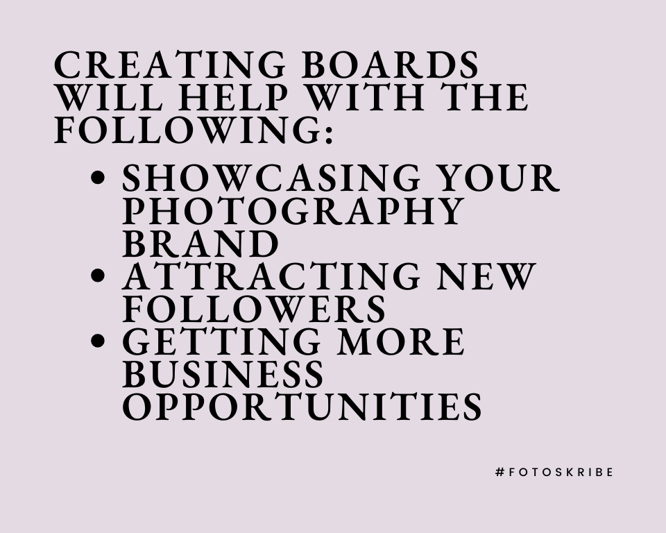 infographic stating creating boards will help with the following