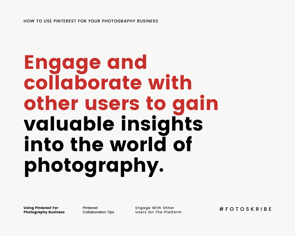 infographic stating engage and collaborate with other users to gain valuable insights into the world of photography