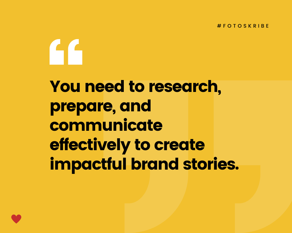 infographic stating you need to research prepare and communicate effectively to create impactful brand stories