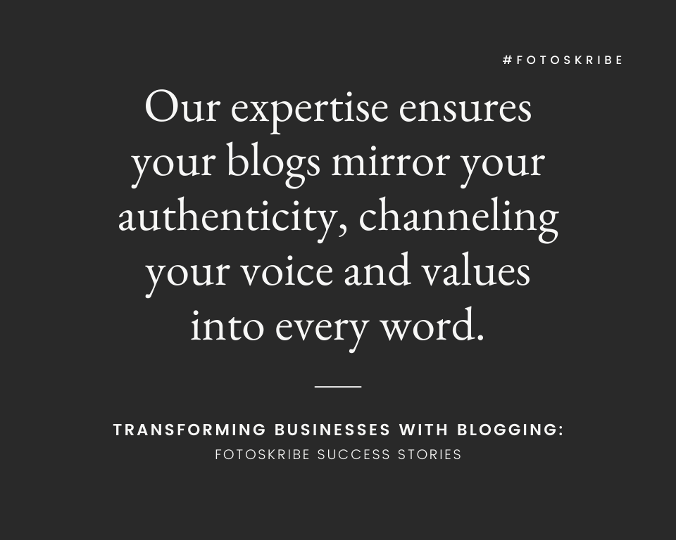 infographic stating our expertise ensures your blogs mirror your authenticity channeling your voice and values into every word